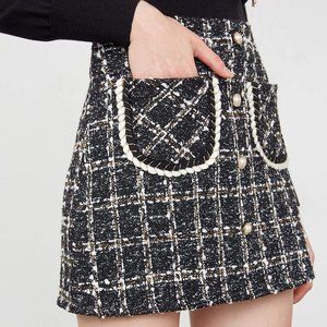 J.Ing Brisa Black Plaid Skirt Black